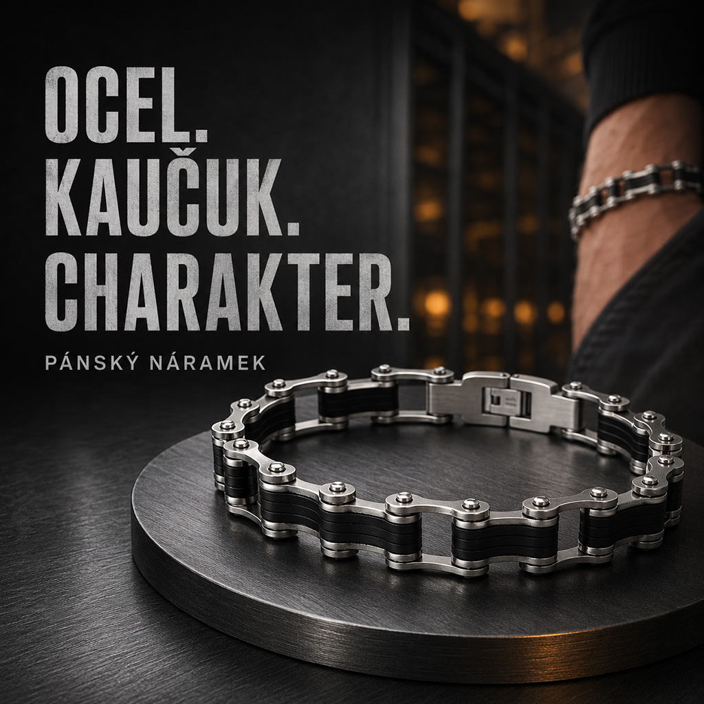 Pánský ocelový náramek Kharvion s kaučukem (4)